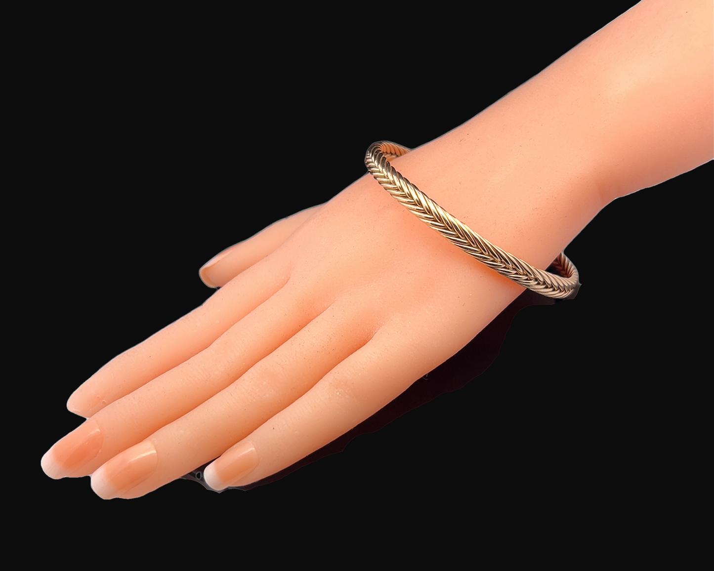 Vintage 9ct Gold Foxtail Woven Cuff Bangle