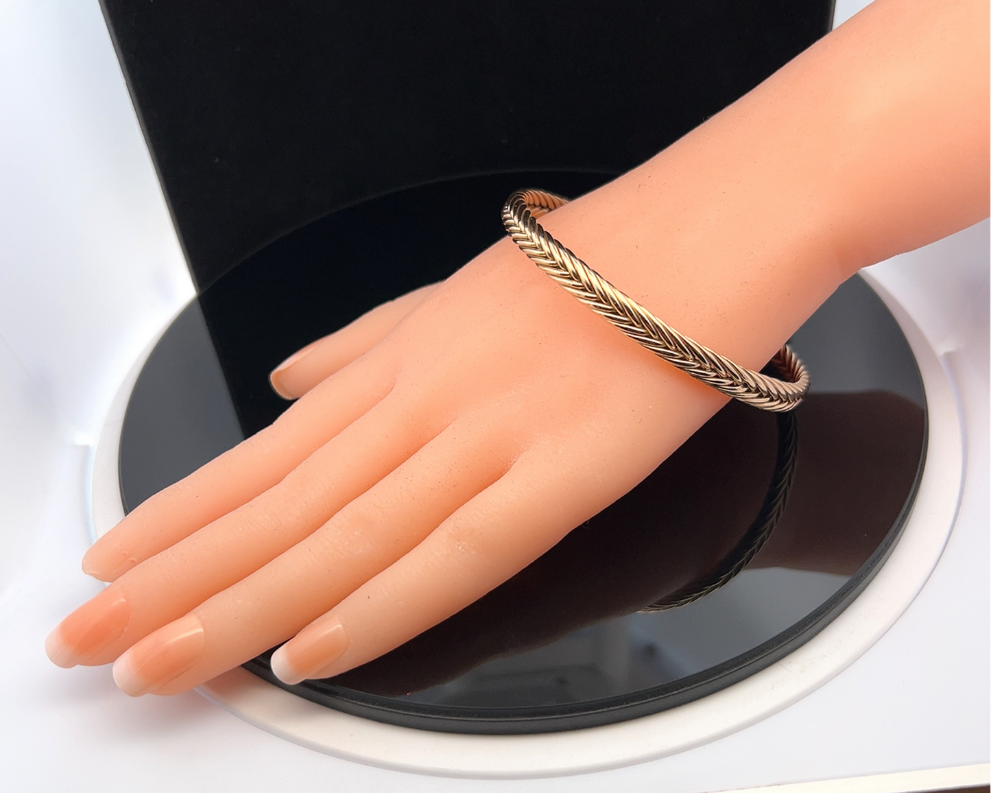 Vintage 9ct Gold Foxtail Woven Cuff Bangle