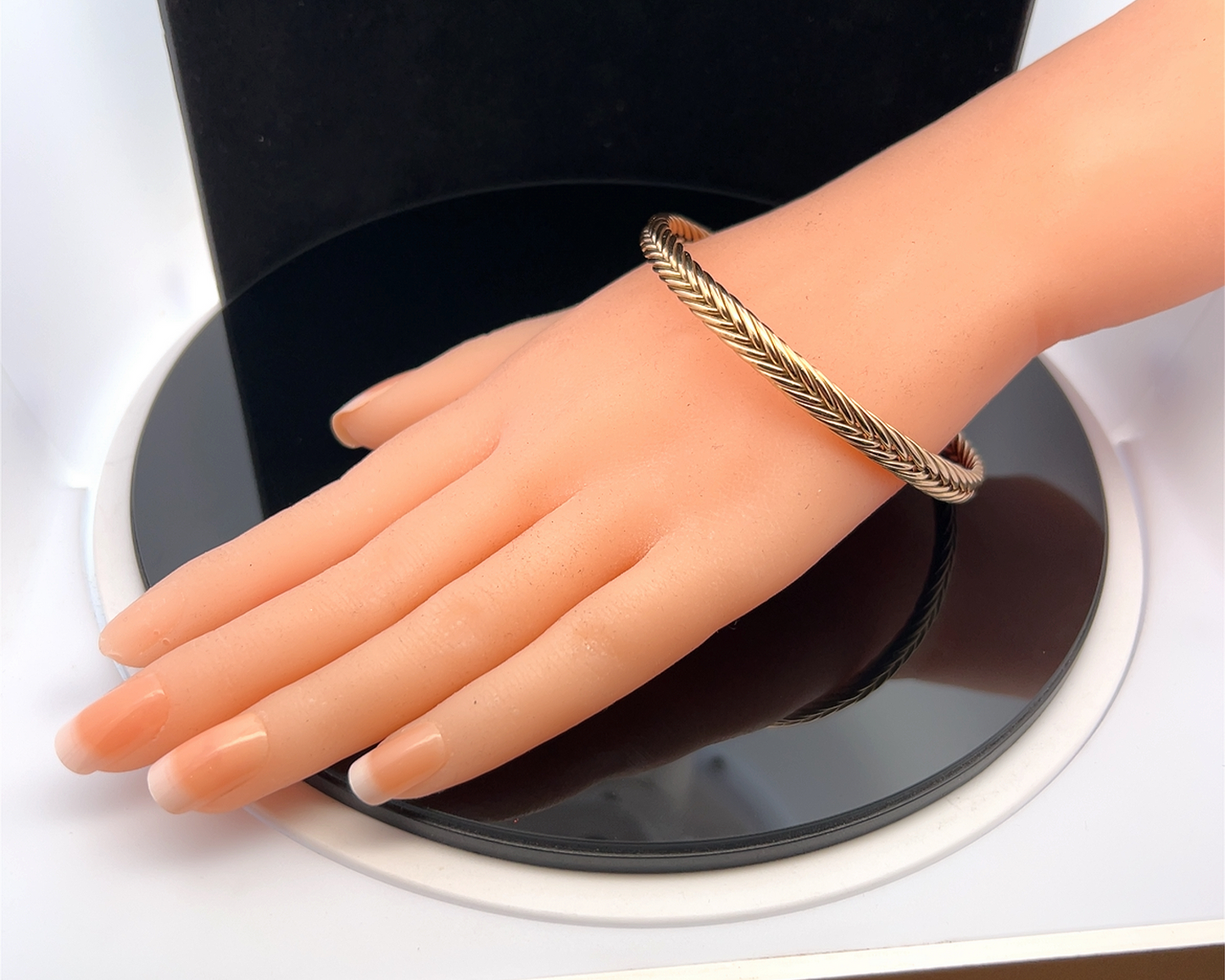 Vintage 9ct Gold Foxtail Woven Cuff Bangle
