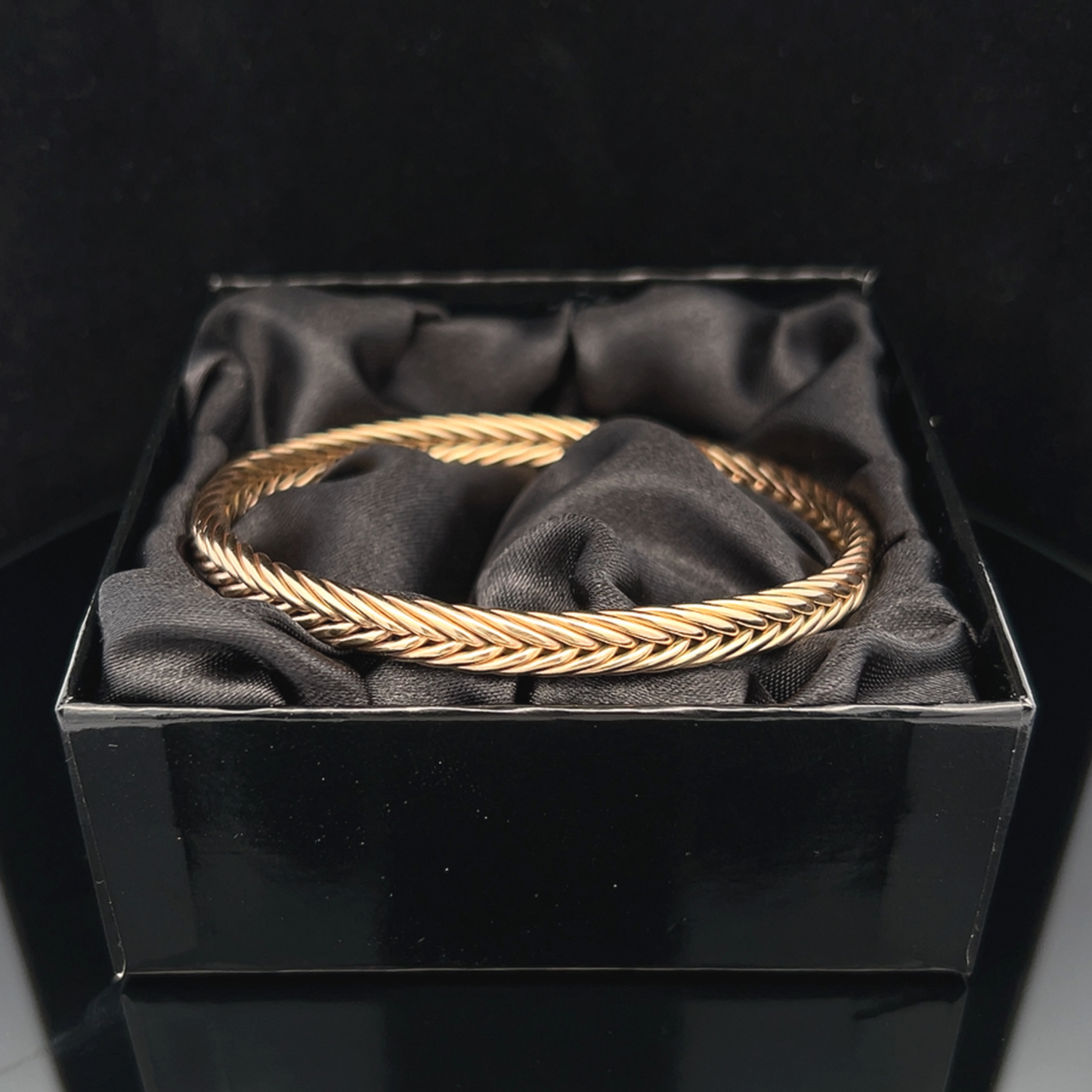 Vintage 9ct Gold Foxtail Woven Cuff Bangle