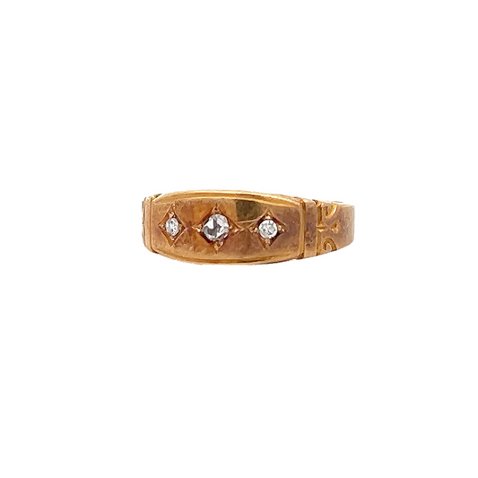 Antique Victorian Three Stone Diamond 18ct Gold Gypsy Ring