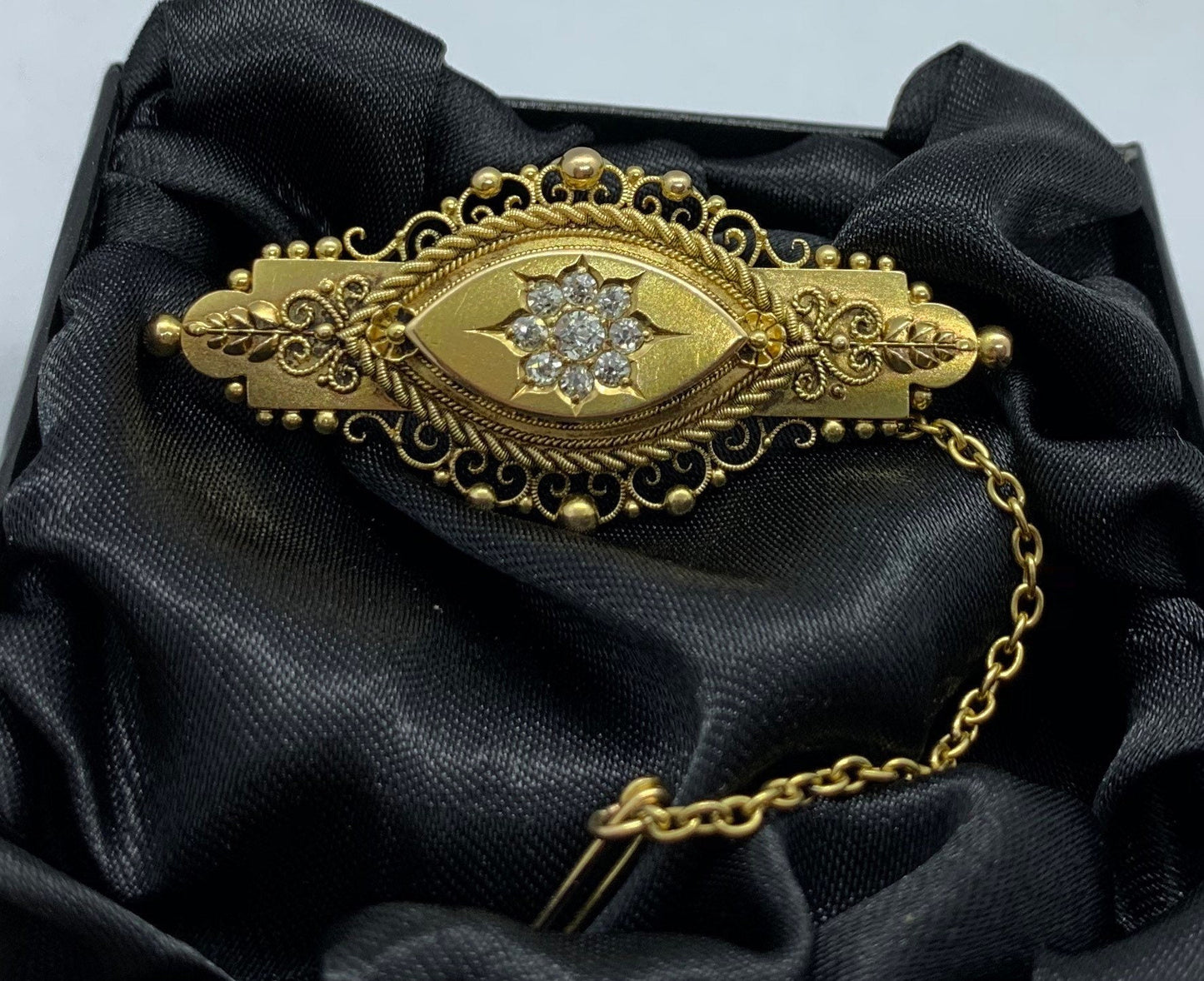 Antique Diamond Brooch. 15ct Gold. Victorian. Hallmarked 1878. Finest Available.