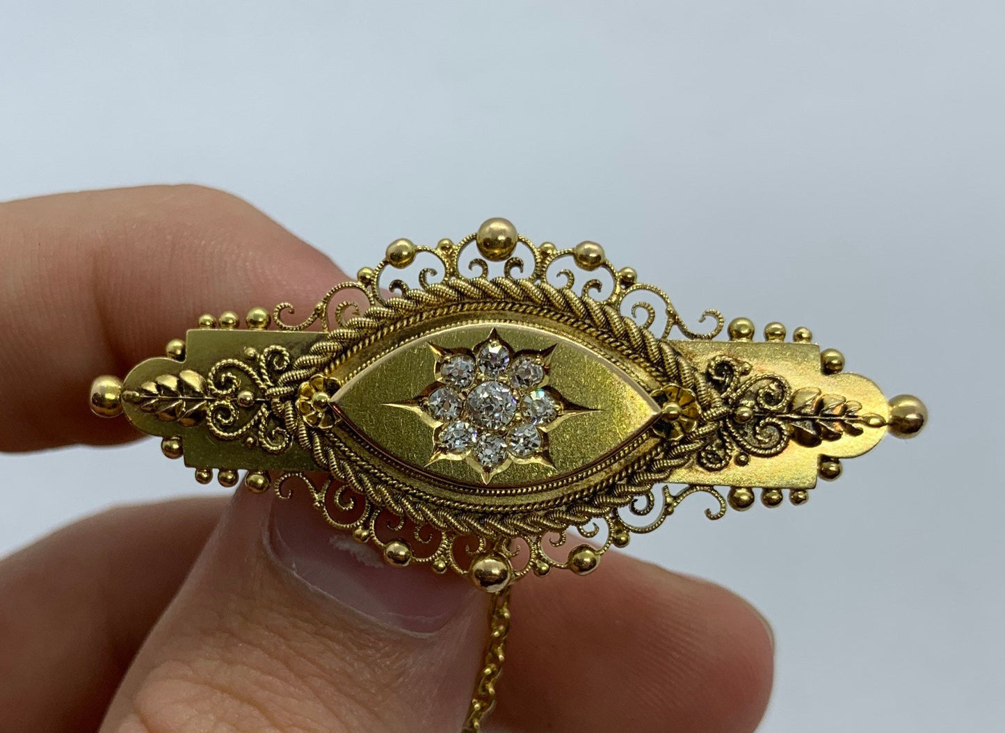 Antique Diamond Brooch. 15ct Gold. Victorian. Hallmarked 1878. Finest Available.
