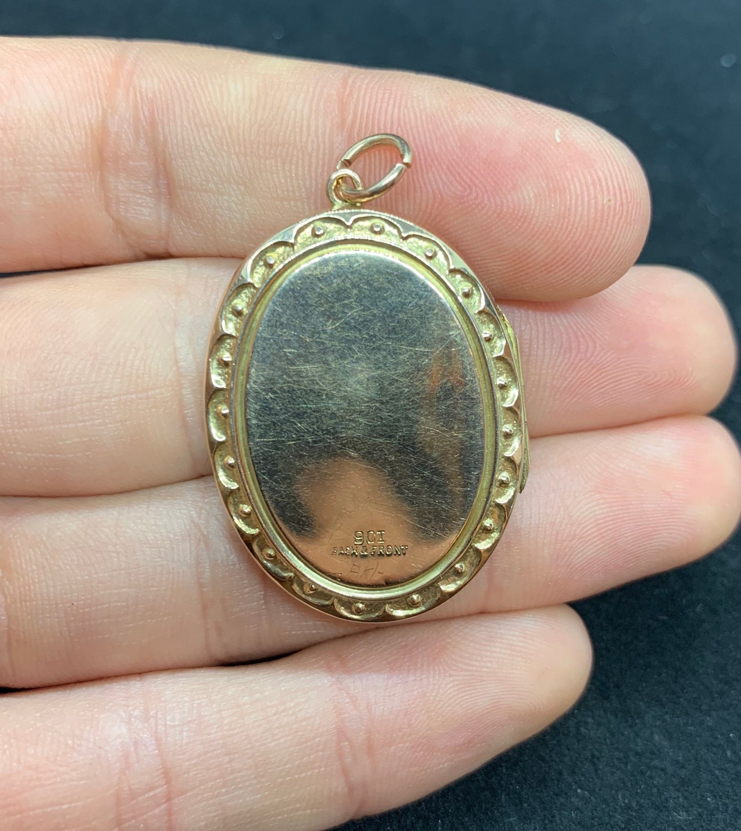 Antique 9ct Rose Gold Diamond Set Locket. 9ct Gold Back & Front. Good Size. 8.1g Original Interior.