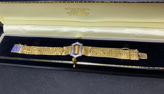 Antique 15ct Gold Enamel Buckle Bracelet. Stunning Rare Survivor. English 1870 - 1880