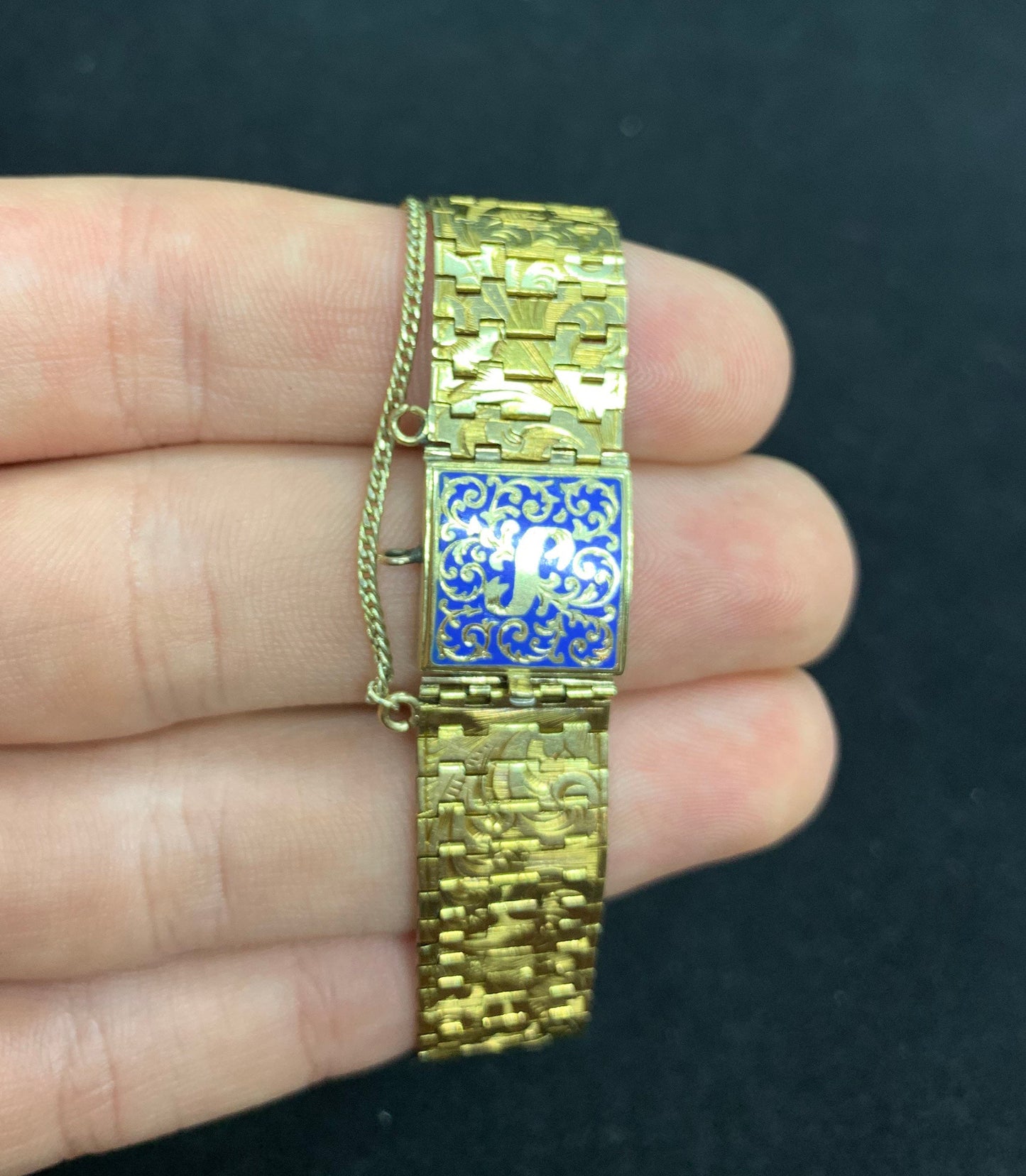 Antique 15ct Gold Enamel Buckle Bracelet. Stunning Rare Survivor. English 1870 - 1880