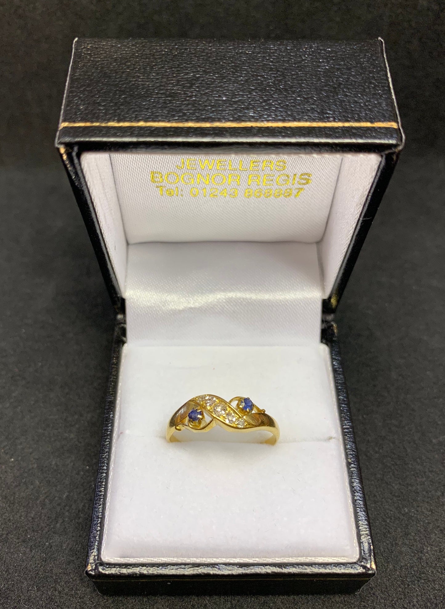 Antique Diamond and Sapphire 18ct Gold Gypsy Ring. Hallmarked Birmingham 1901