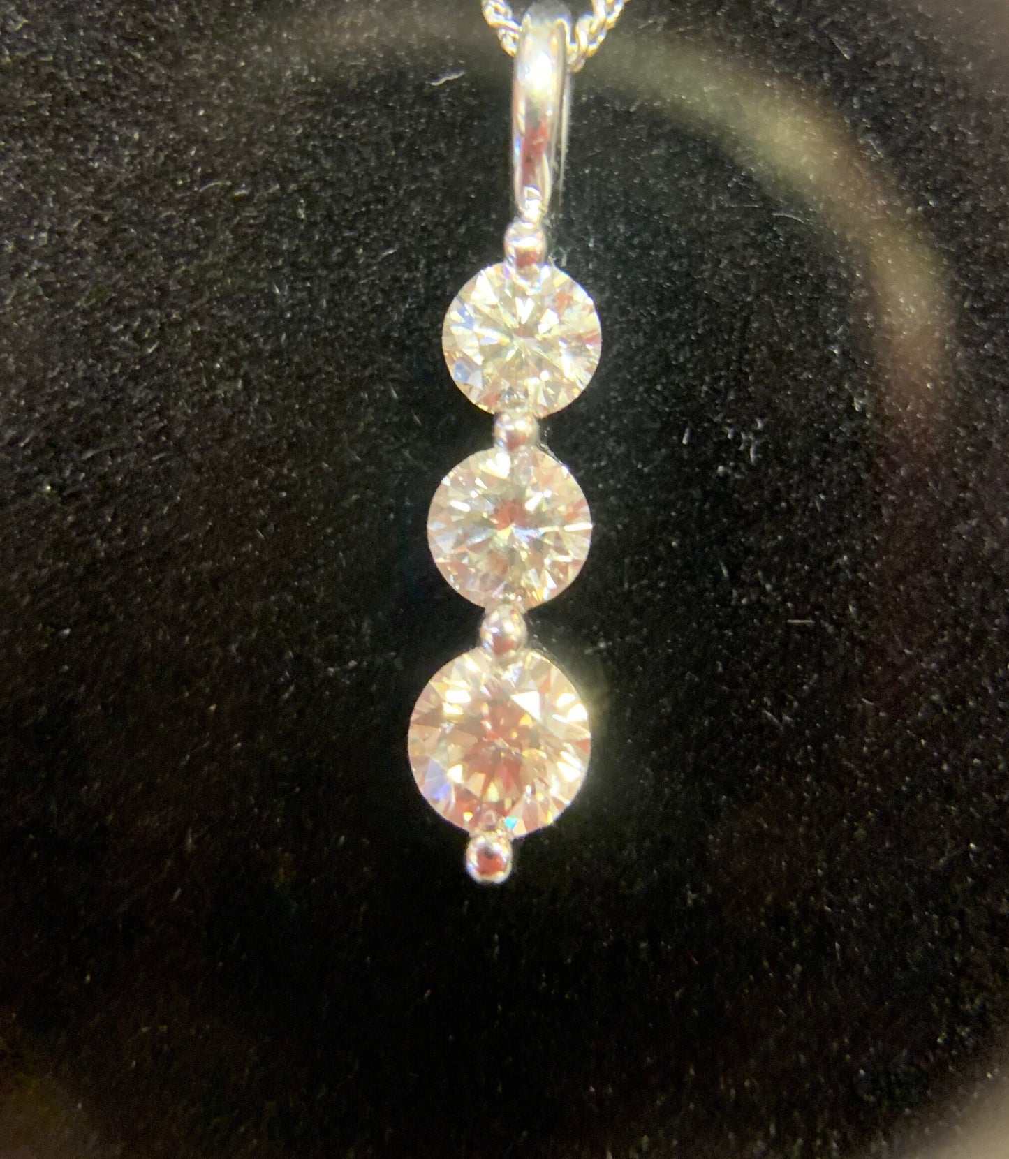 18ct White Gold Diamond Drop Trilogy Pendant. 1.00 carat Total. Quality Diamonds.