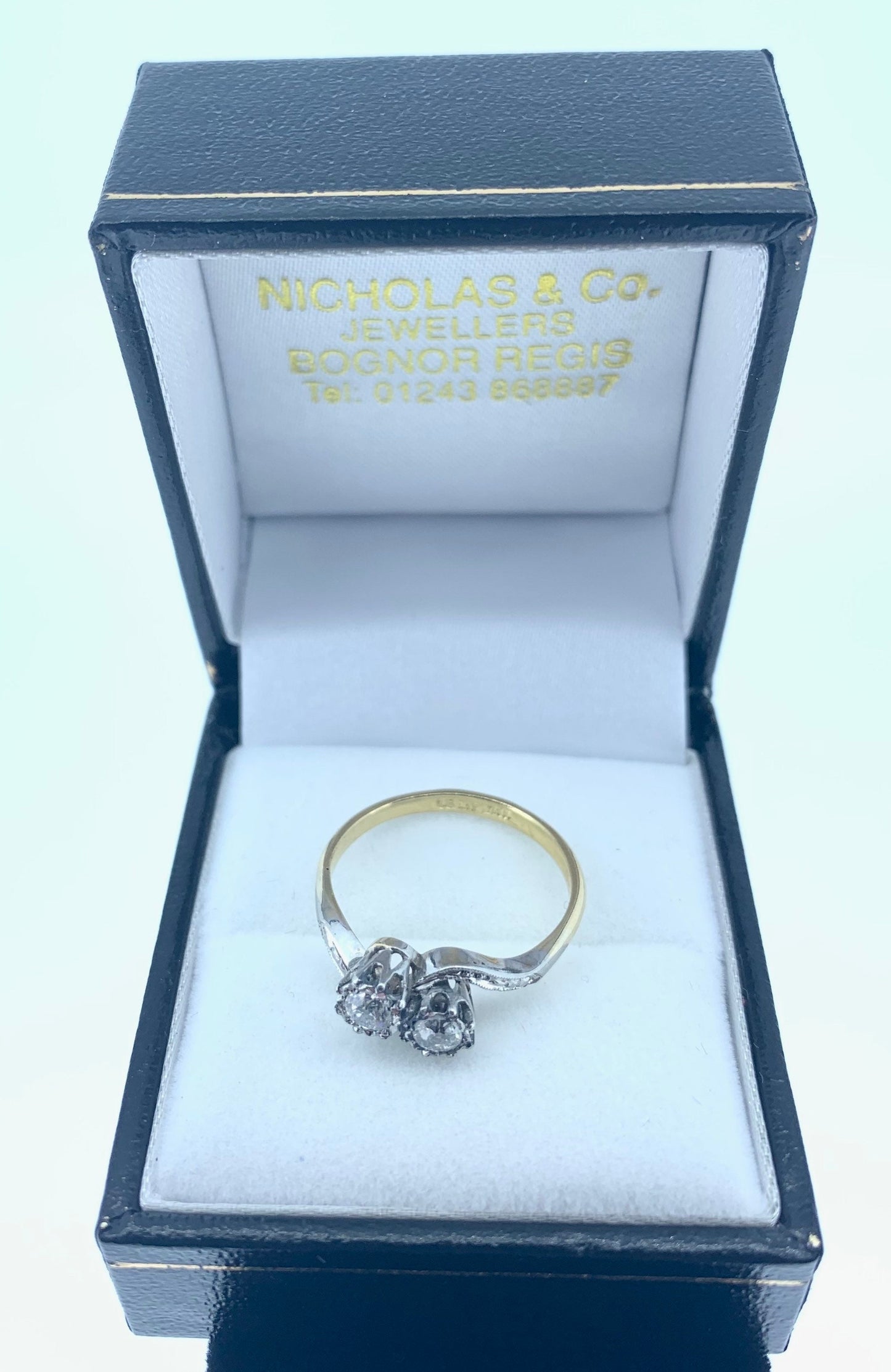 Antique Art Deco Edwardian Diamond 18ct Gold and Platinum Crossover Ring.