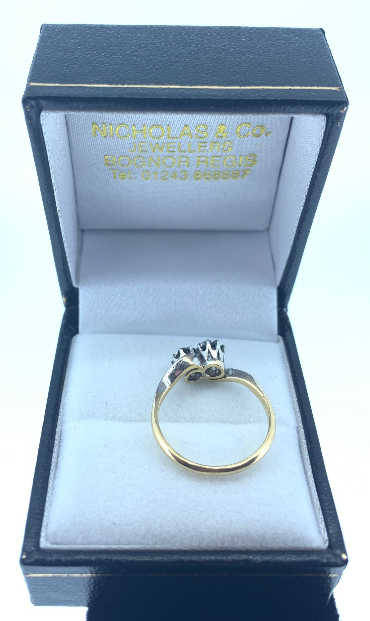Antique Art Deco Edwardian Diamond 18ct Gold and Platinum Crossover Ring.