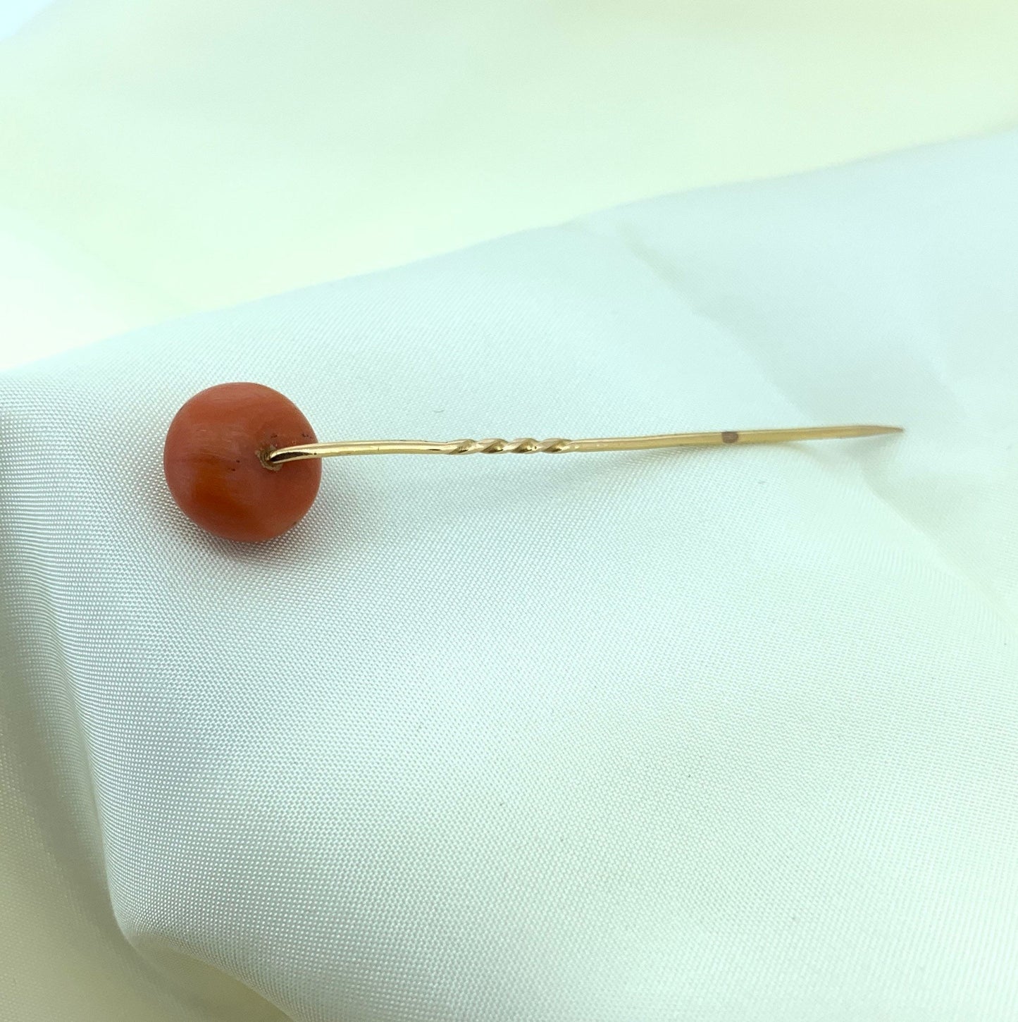 Antique 18ct Gold Large Coral Button Stick Pin. Natural, 12mm!!