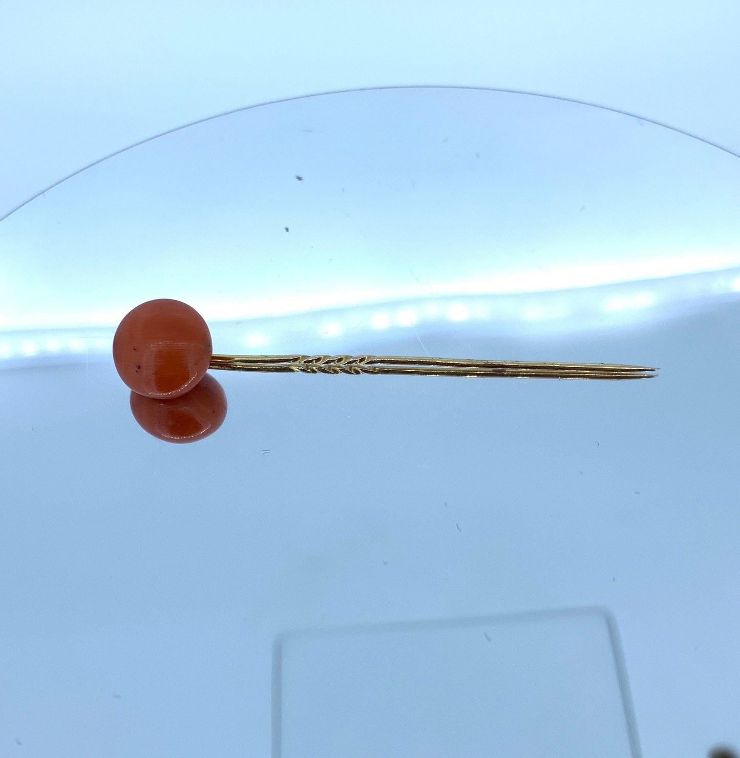 Antique 18ct Gold Large Coral Button Stick Pin. Natural, 12mm!!