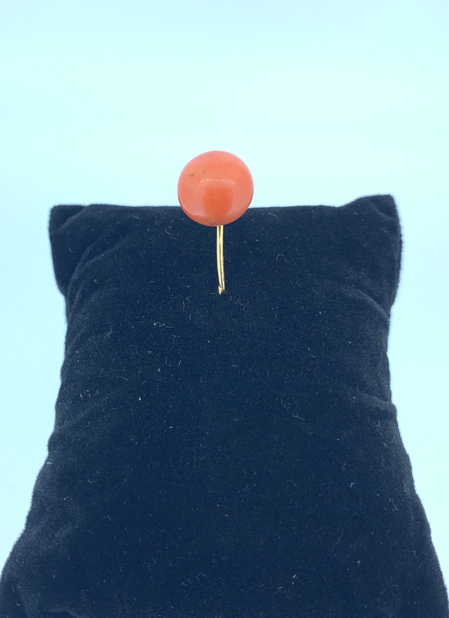 Antique 18ct Gold Large Coral Button Stick Pin. Natural, 12mm!!