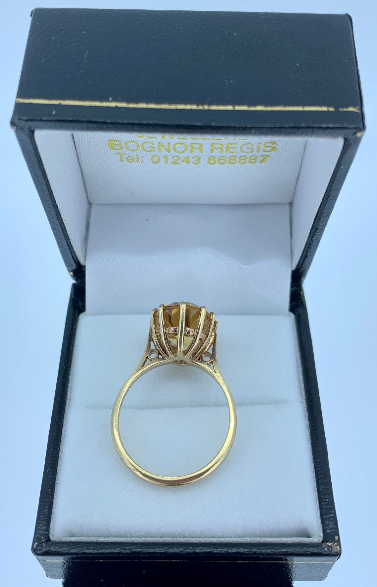 Vintage Citrine 9ct Gold Dress Ring. Hallmarked 1990