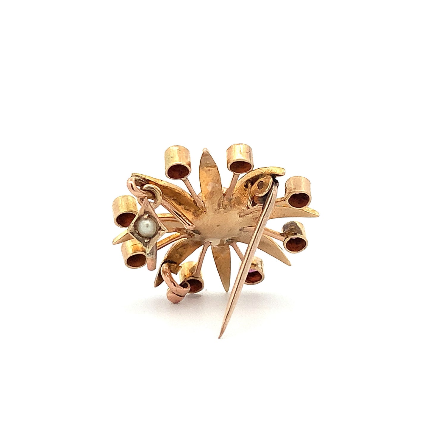 Antique Amethyst and Pearl 9ct Gold Star Pendant / Brooch. English Circa 1900