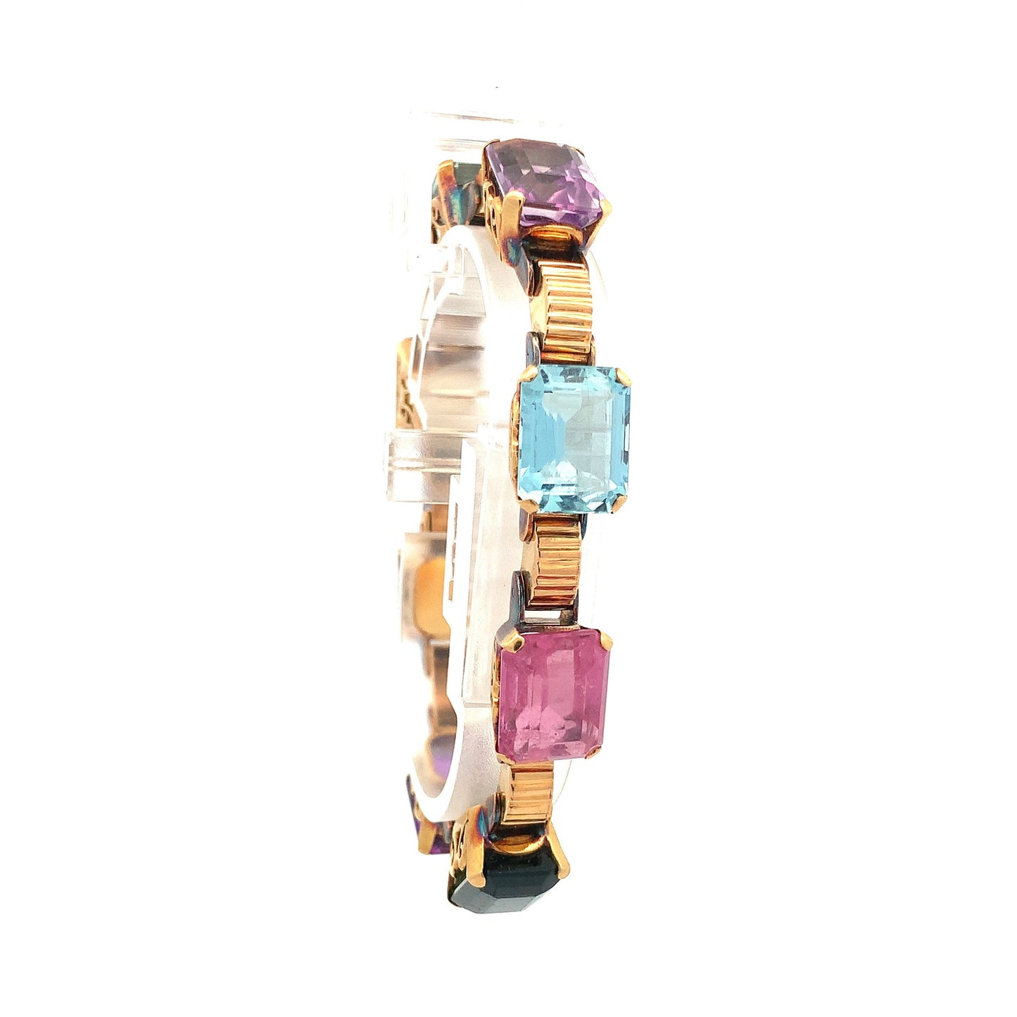 Outstanding Vintage Multi-Gem 18ct Gold Bracelet. Genuine 1940's Example, Highly Wearable & Collectable.