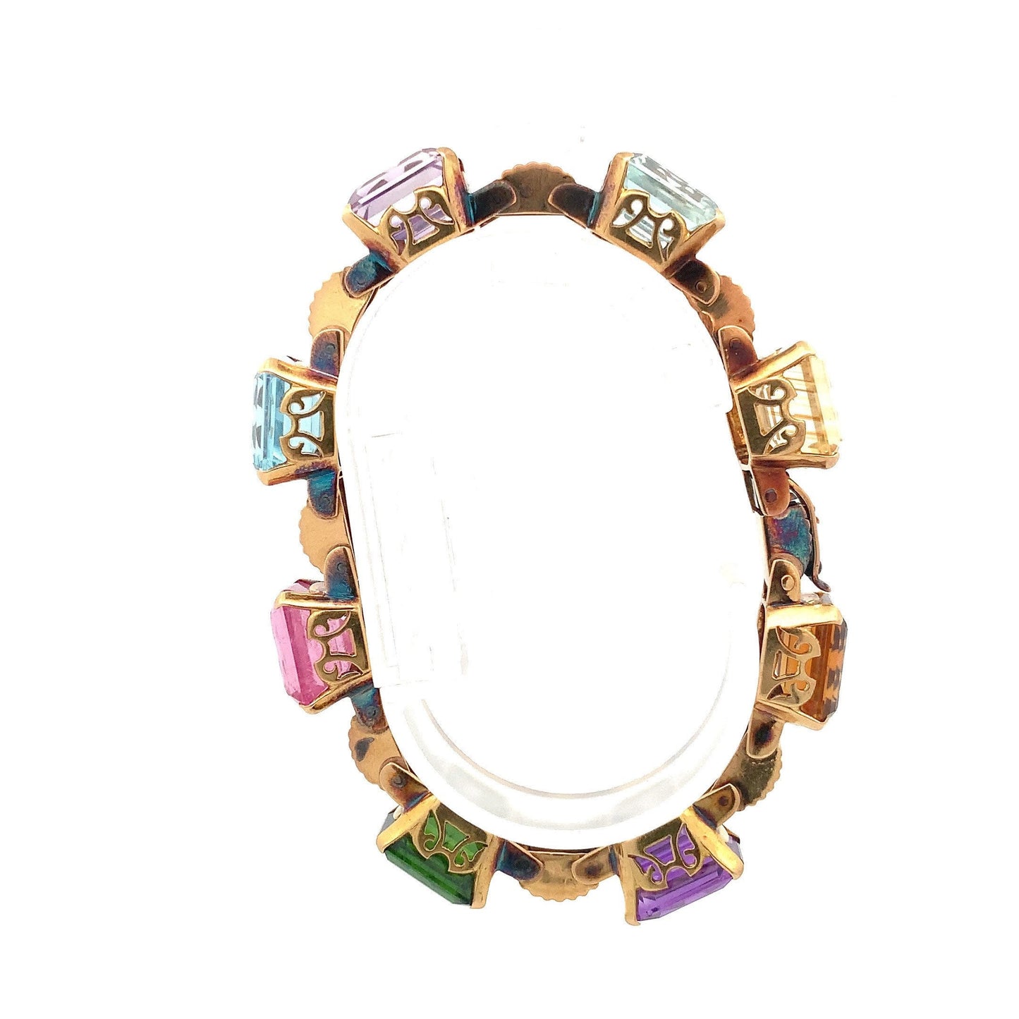 Outstanding Vintage Multi-Gem 18ct Gold Bracelet. Genuine 1940's Example, Highly Wearable & Collectable.