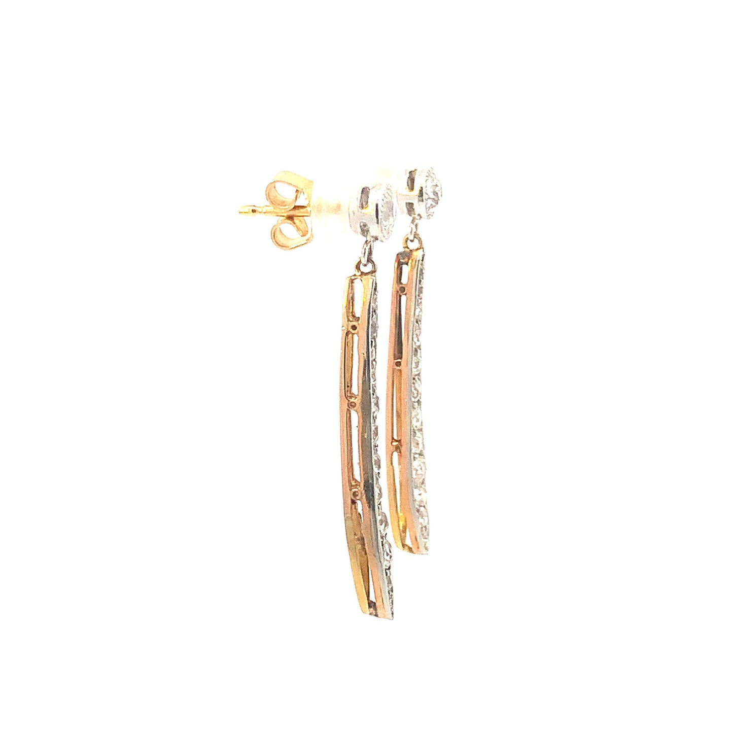 Antique Edwardian Old European Cut Diamonds Platinum / 18ct Gold Drop Earrings. Rare Find.