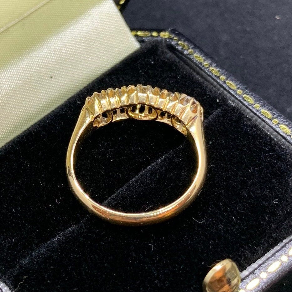 Antique 5 Stone Diamond Ring. Hallmarked 1871. Old Cut European Diamonds. English. 18ct Gold.