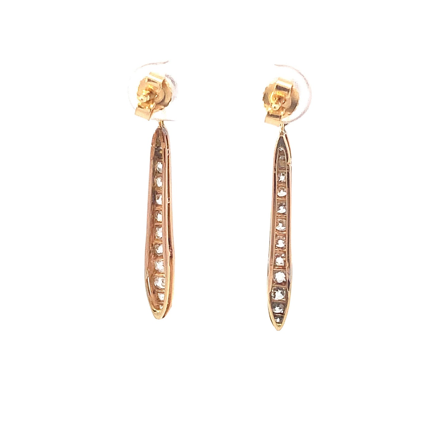 Antique Edwardian Old European Cut Diamonds Platinum / 18ct Gold Drop Earrings. Rare Find.