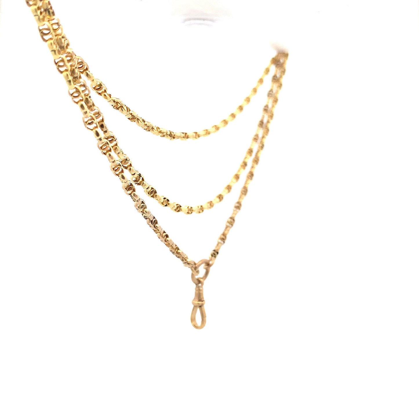 Antique 9ct Gold Guard Chain. Victorian Gold Muff Chain, Long Chain. English Circa 1900.