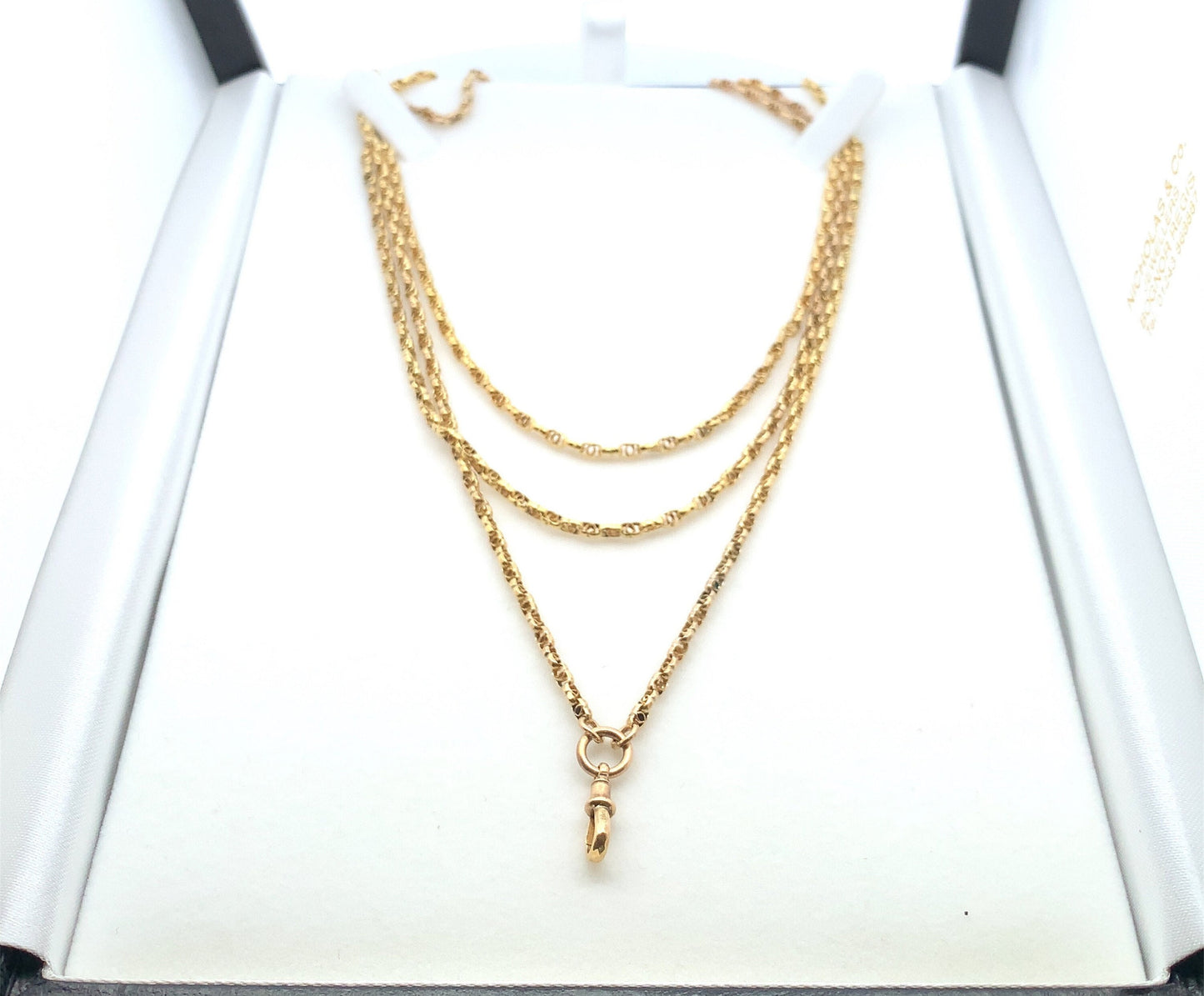 Antique 9ct Gold Guard Chain. Victorian Gold Muff Chain, Long Chain. English Circa 1900.