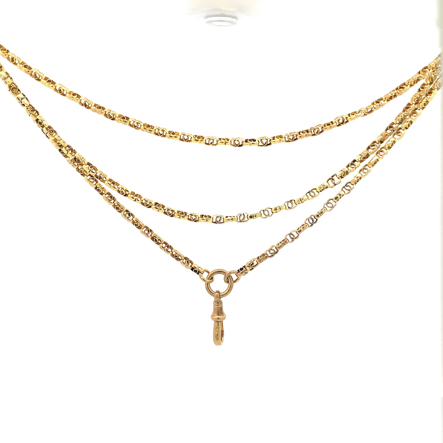 Antique 9ct Gold Guard Chain. Victorian Gold Muff Chain, Long Chain. English Circa 1900.
