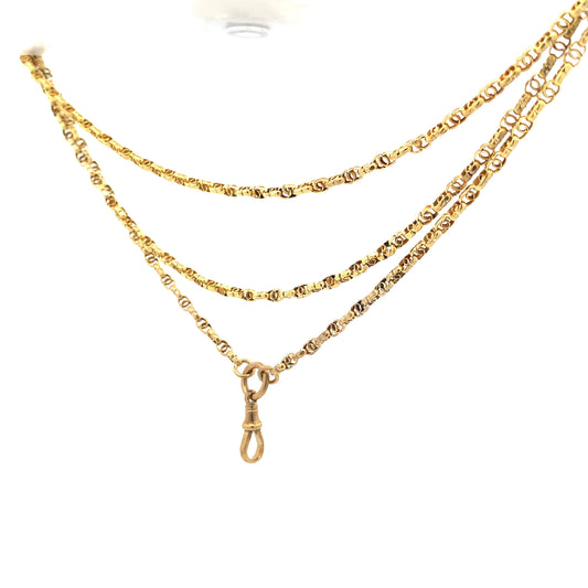 Antique 9ct Gold Guard Chain. Victorian Gold Muff Chain, Long Chain. English Circa 1900.