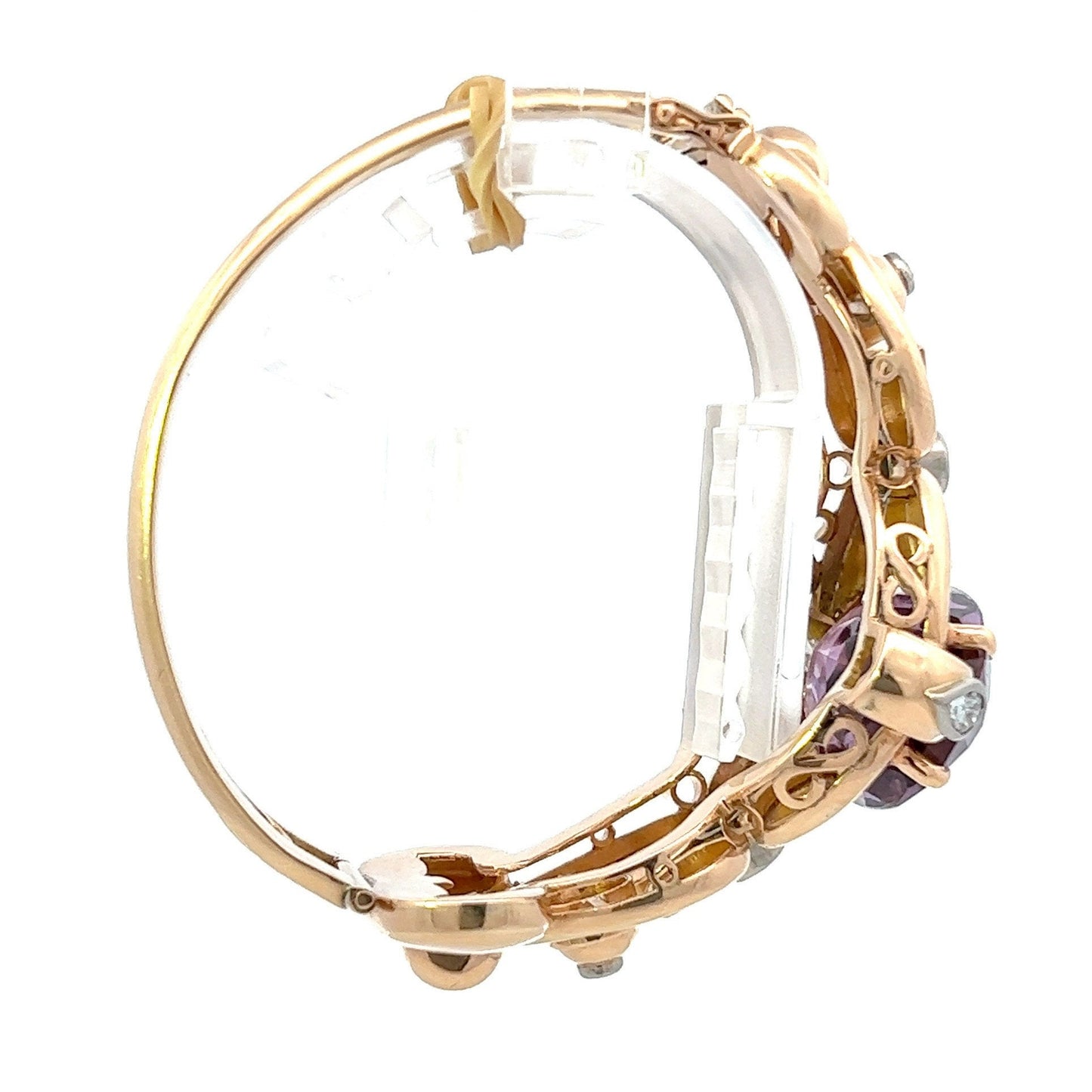 Magnificent 18ct Gold Vintage Amethyst and Diamond Victorian / Georgian  Style Bangle. 63grams, 28ct.