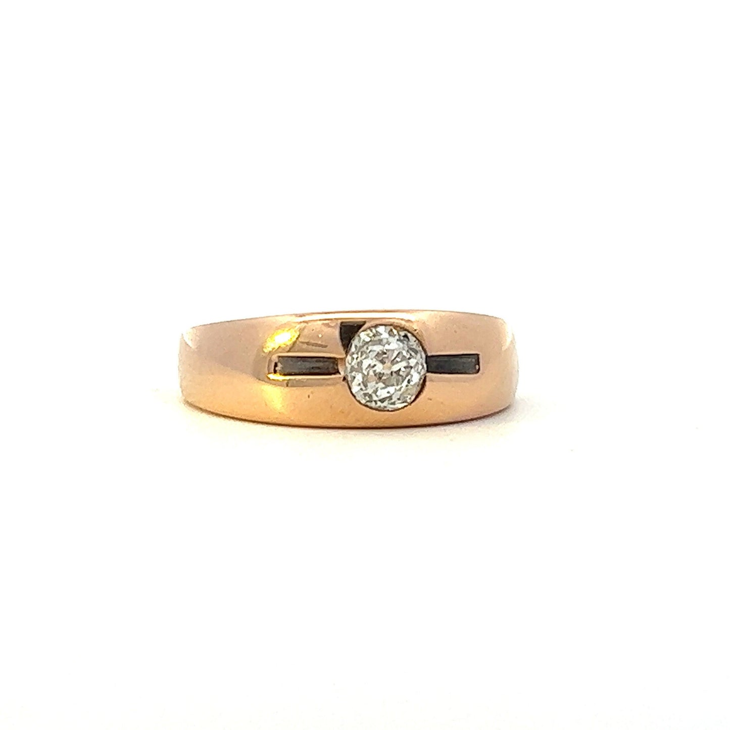 Antique Solitaire Diamond 18ct Rose Gold Ring Pinky Ring. Old European Cut Diamond. 0.55 Carats.