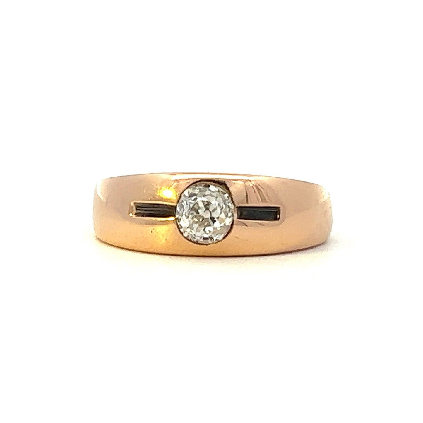 Antique Solitaire Diamond 18ct Rose Gold Ring Pinky Ring. Old European Cut Diamond. 0.55 Carats.