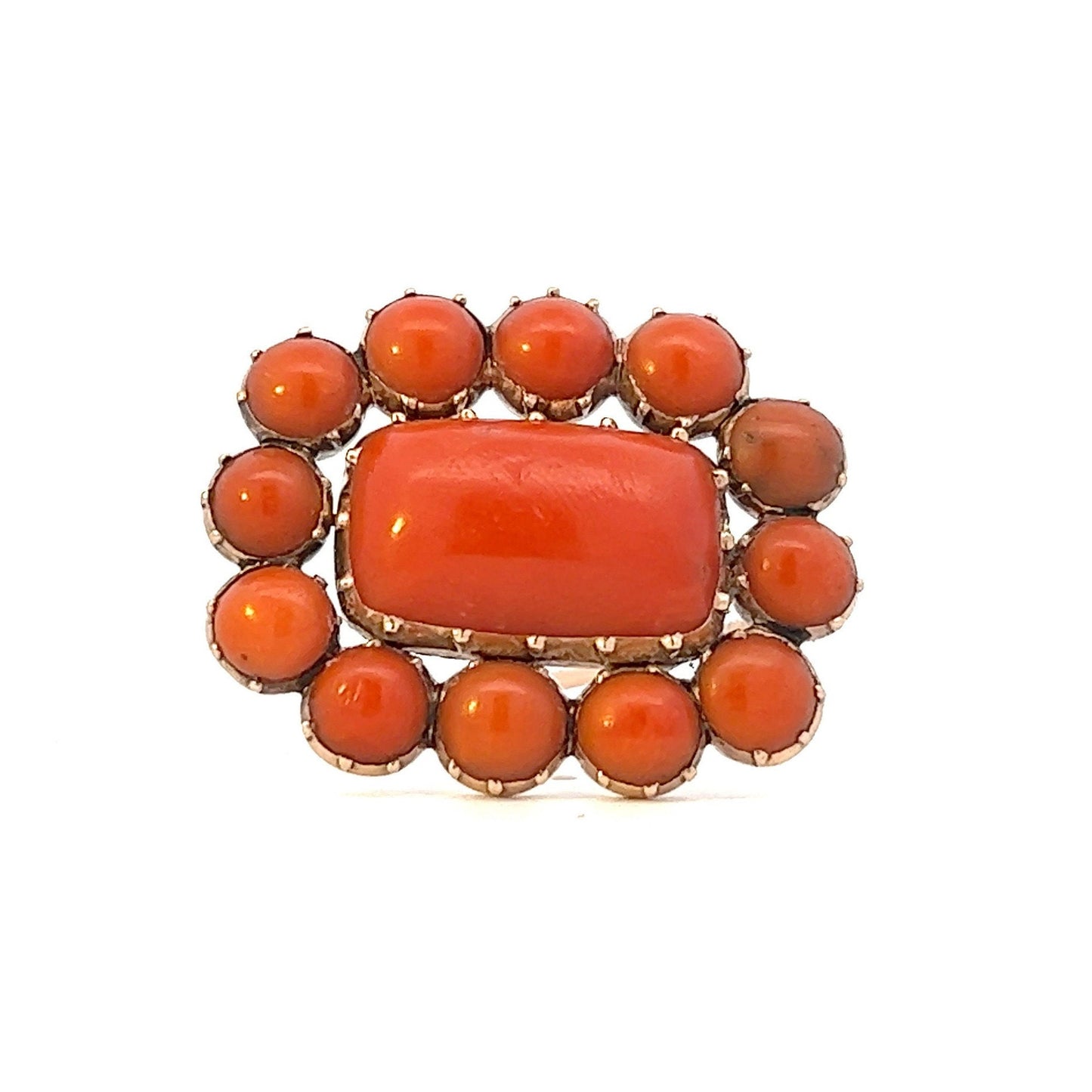 Antique Coral & Gold Brooch. Late Georgian / Early Victorian. English Circa 1820-1830