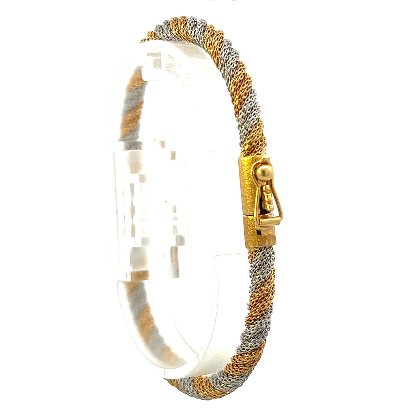 Vintage 18ct Gold Two Tone Rope Bracelet, 7.5 Inch
