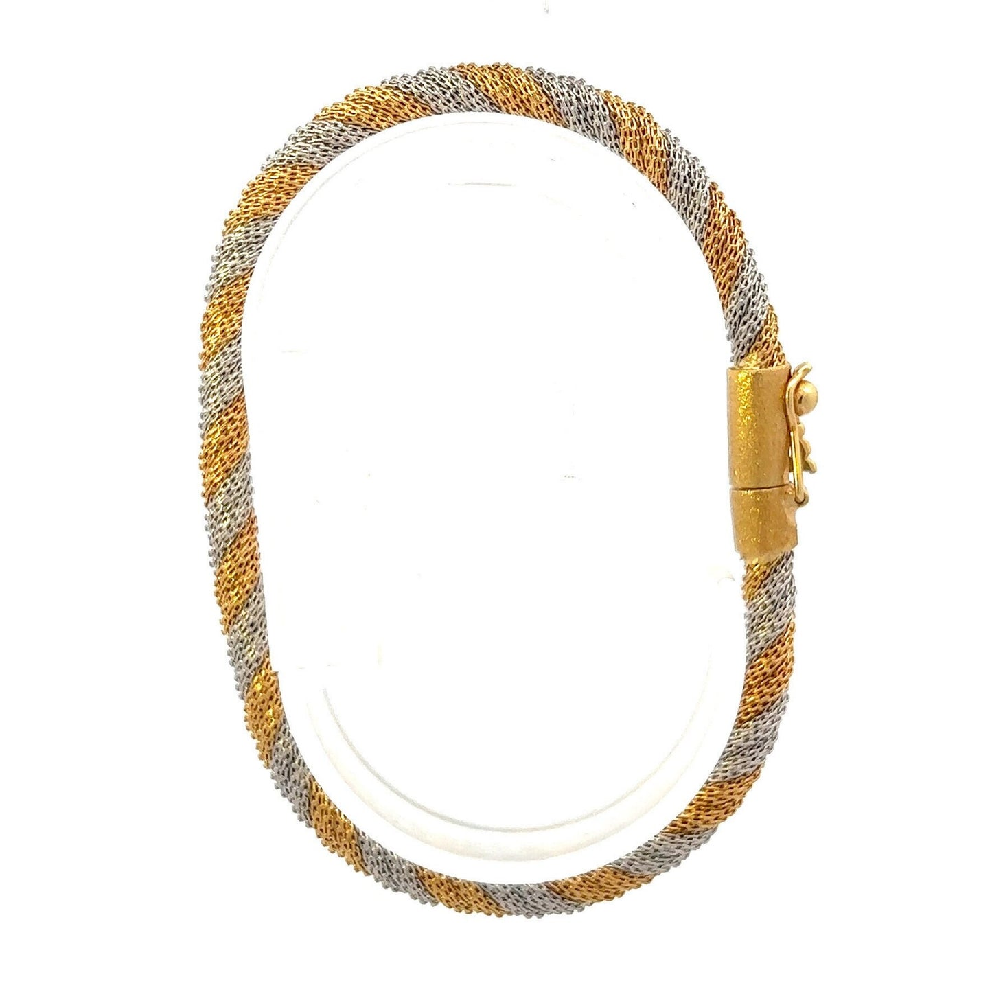 Vintage 18ct Gold Two Tone Rope Bracelet, 7.5 Inch