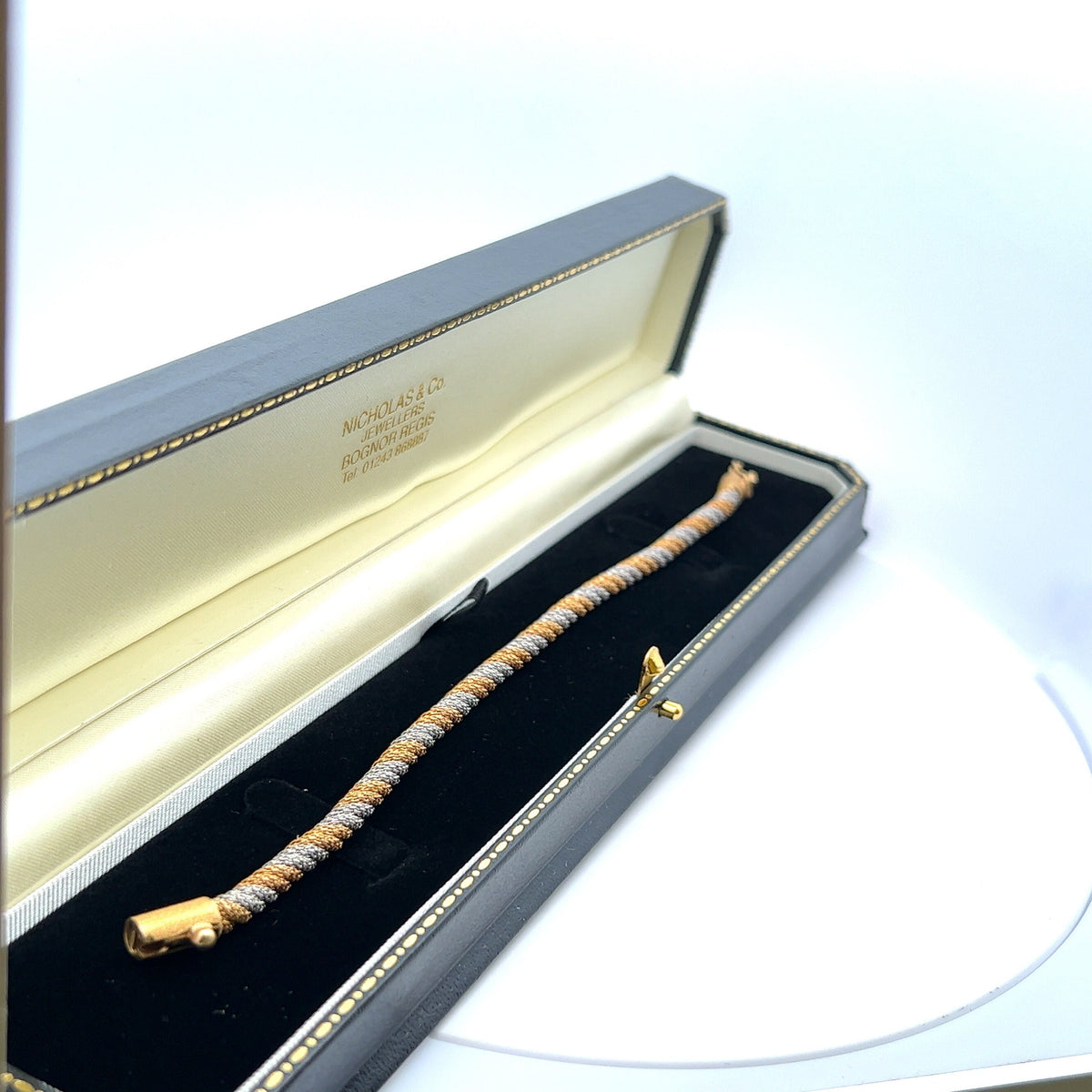 Vintage 18ct Gold Two Tone Rope Bracelet, 7.5 Inch