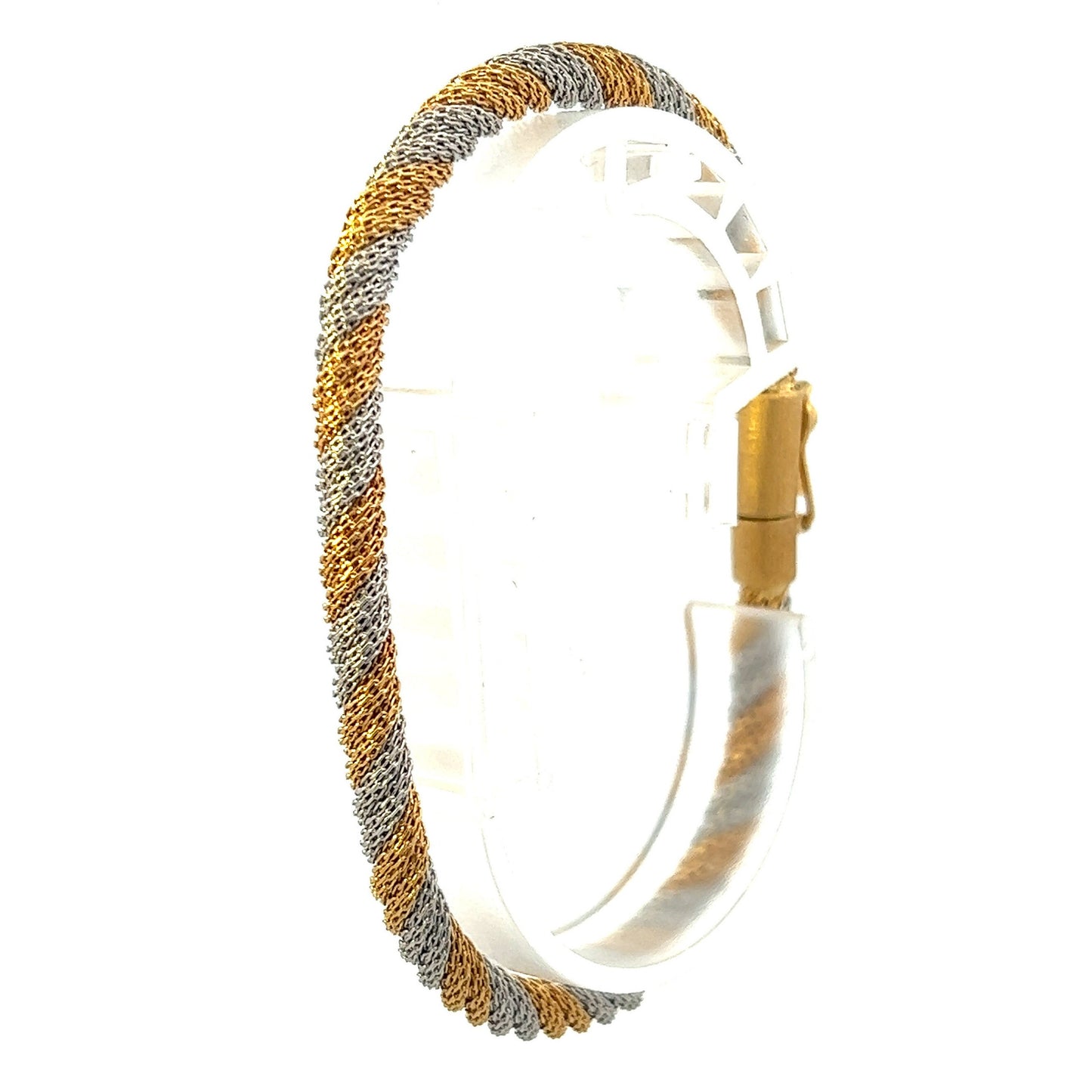 Vintage 18ct Gold Two Tone Rope Bracelet, 7.5 Inch