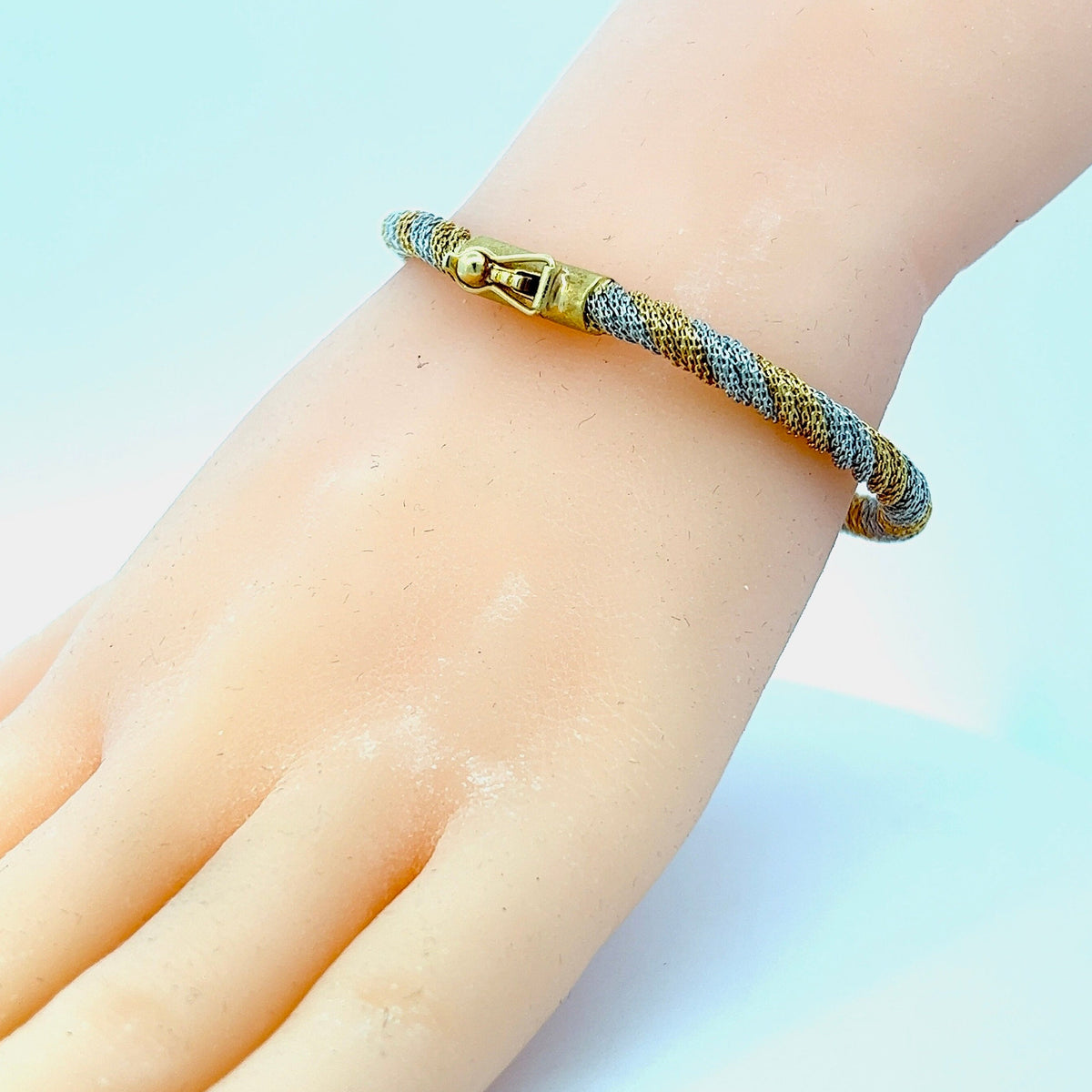 Vintage 18ct Gold Two Tone Rope Bracelet, 7.5 Inch