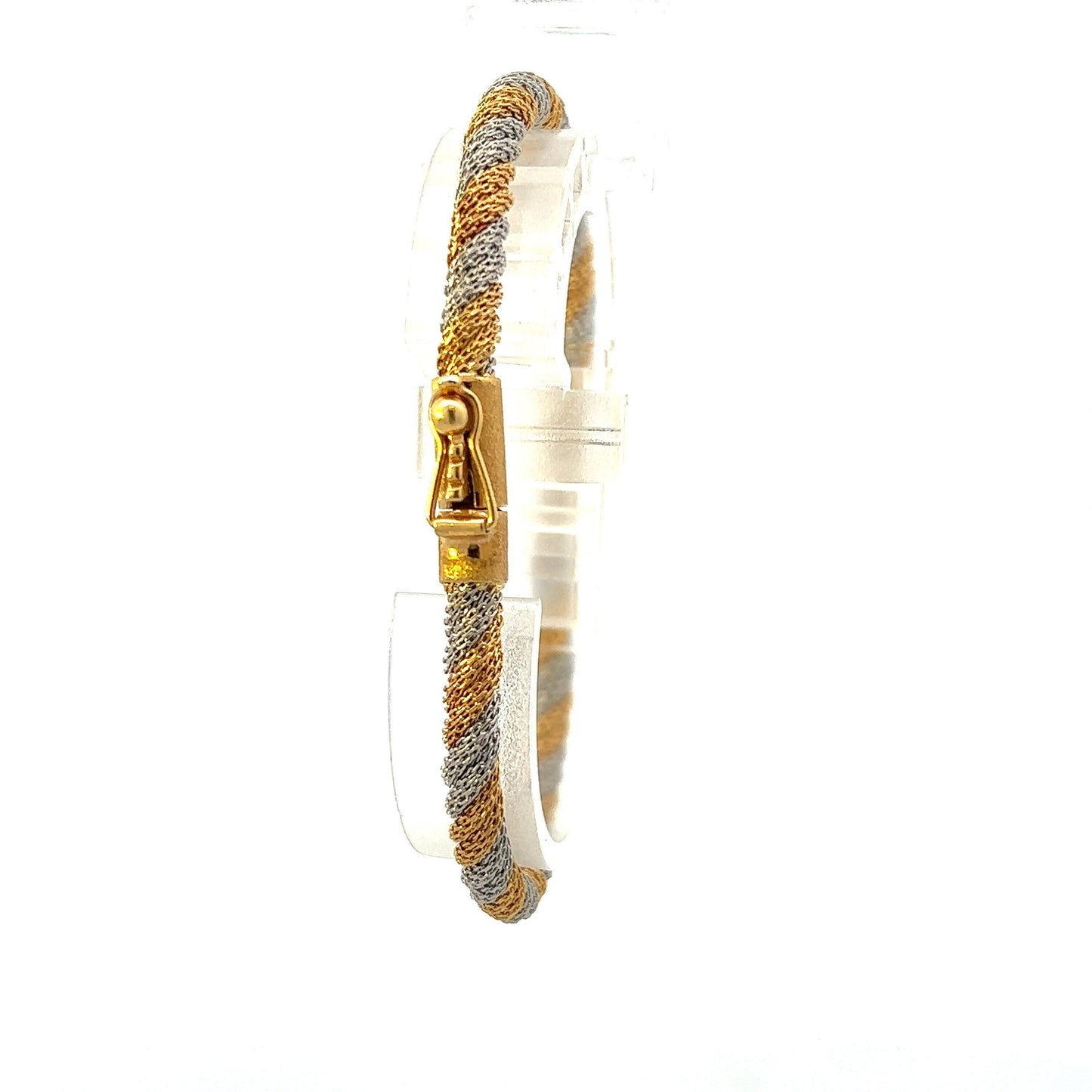 Vintage 18ct Gold Two Tone Rope Bracelet, 7.5 Inch