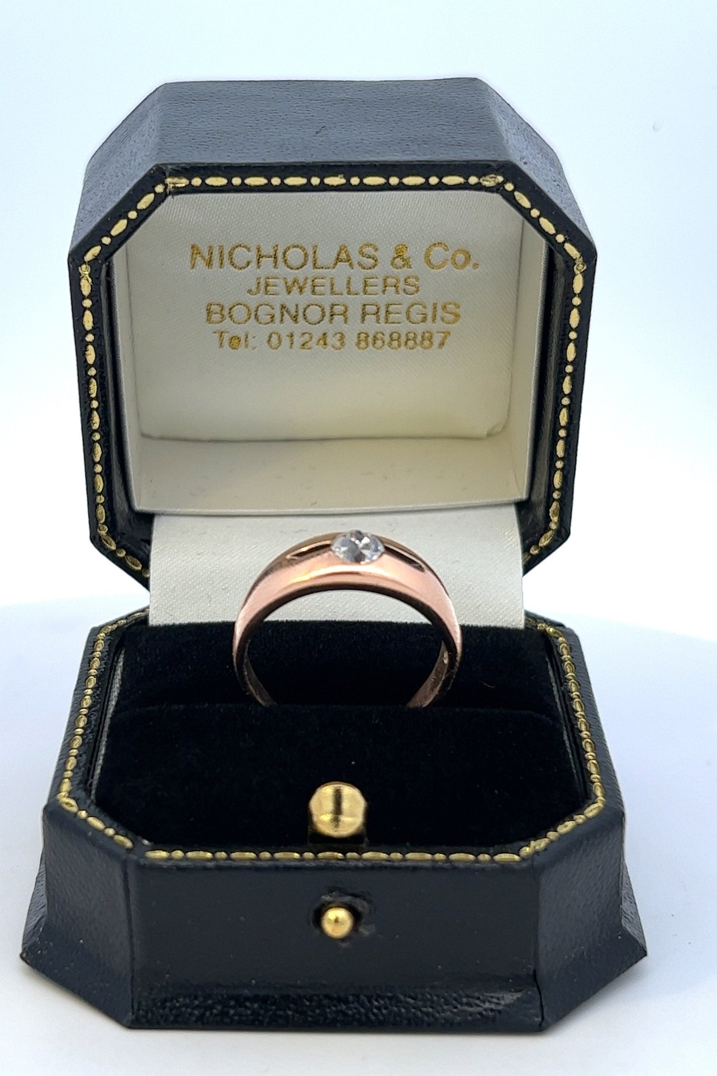 Antique Solitaire Diamond 18ct Rose Gold Ring Pinky Ring. Old European Cut Diamond. 0.55 Carats.
