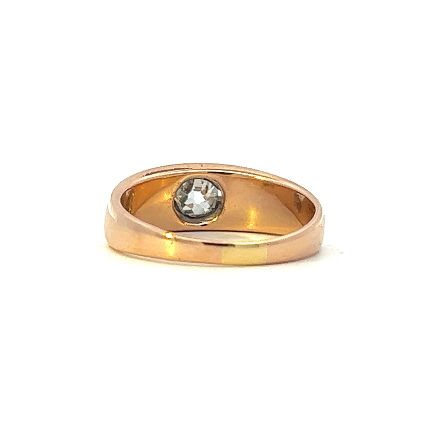 Antique Solitaire Diamond 18ct Rose Gold Ring Pinky Ring. Old European Cut Diamond. 0.55 Carats.