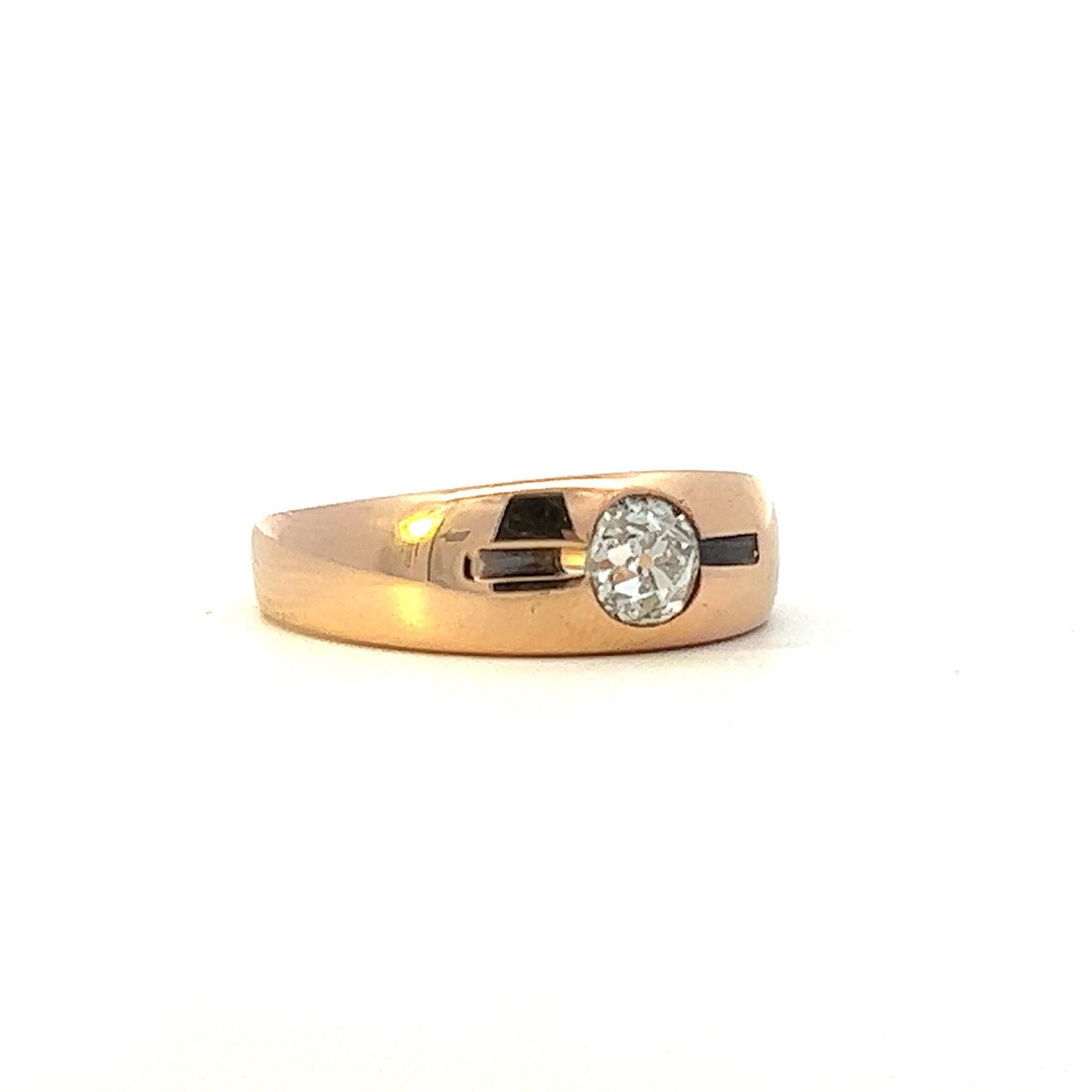 Antique Solitaire Diamond 18ct Rose Gold Ring Pinky Ring. Old European Cut Diamond. 0.55 Carats.