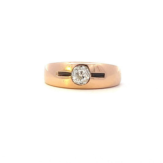 Antique Solitaire Diamond 18ct Rose Gold Ring Pinky Ring. Old European Cut Diamond. 0.55 Carats.