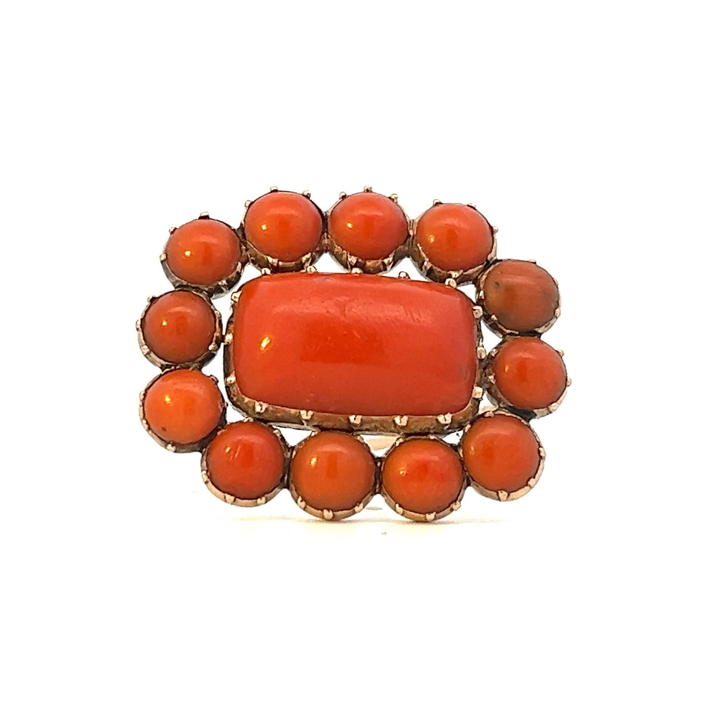 Antique Coral & Gold Brooch. Late Georgian / Early Victorian. English Circa 1820-1830
