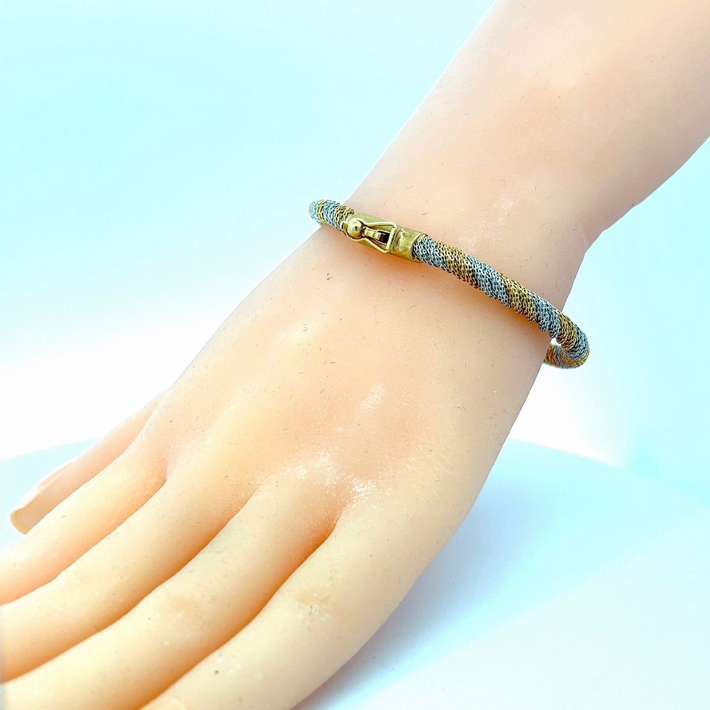 Vintage 18ct Gold Two Tone Rope Bracelet, 7.5 Inch