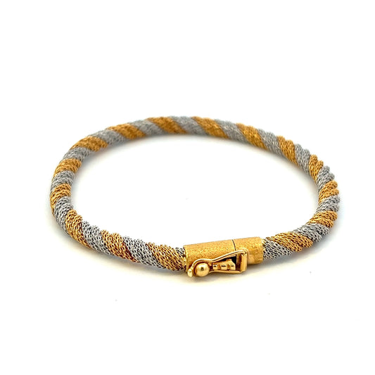 Vintage 18ct Gold Two Tone Rope Bracelet, 7.5 Inch