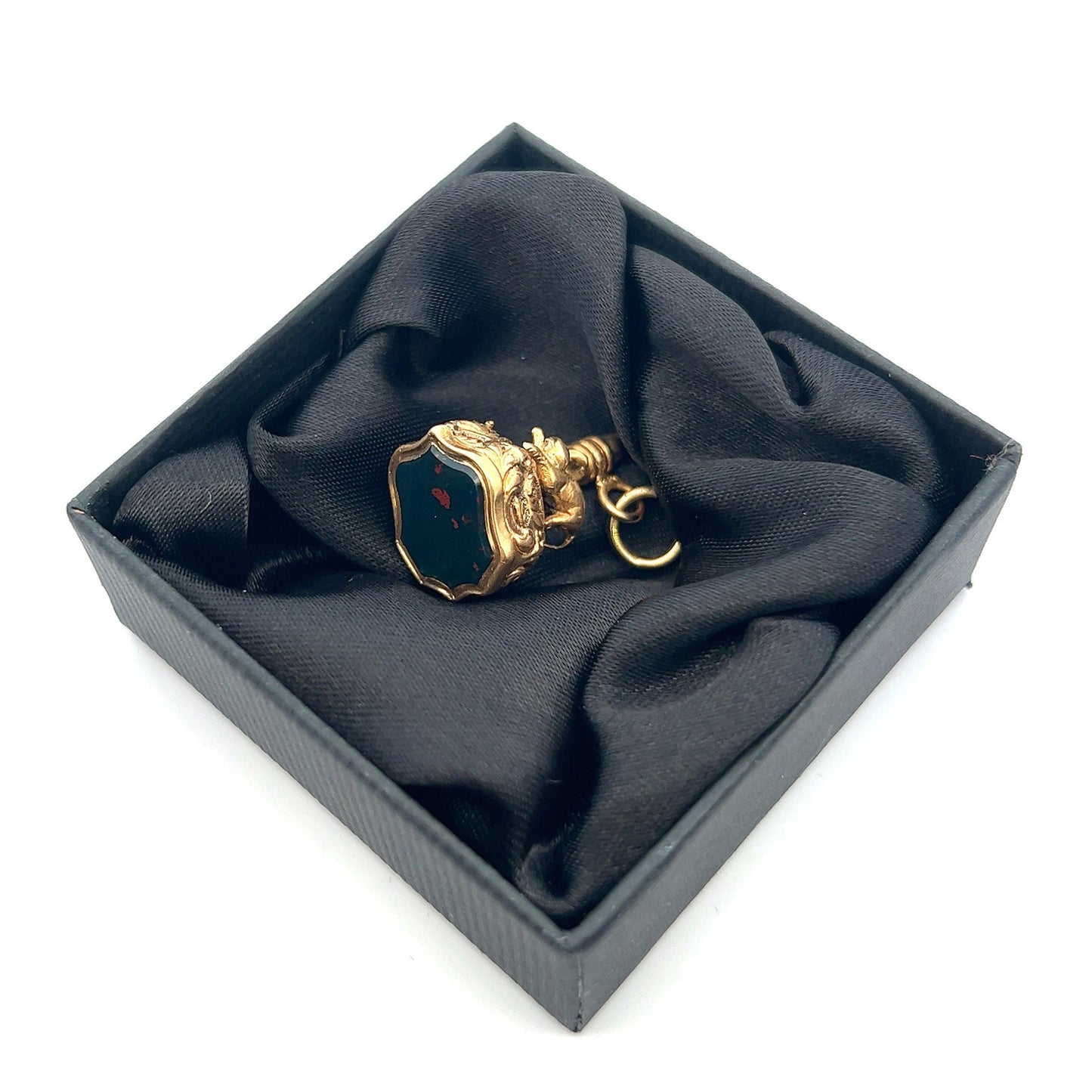 Antique Bloodstone Cat and Rat / Mouse 15ct Gold Watch Key / Fob. Rare Collectors Example.
