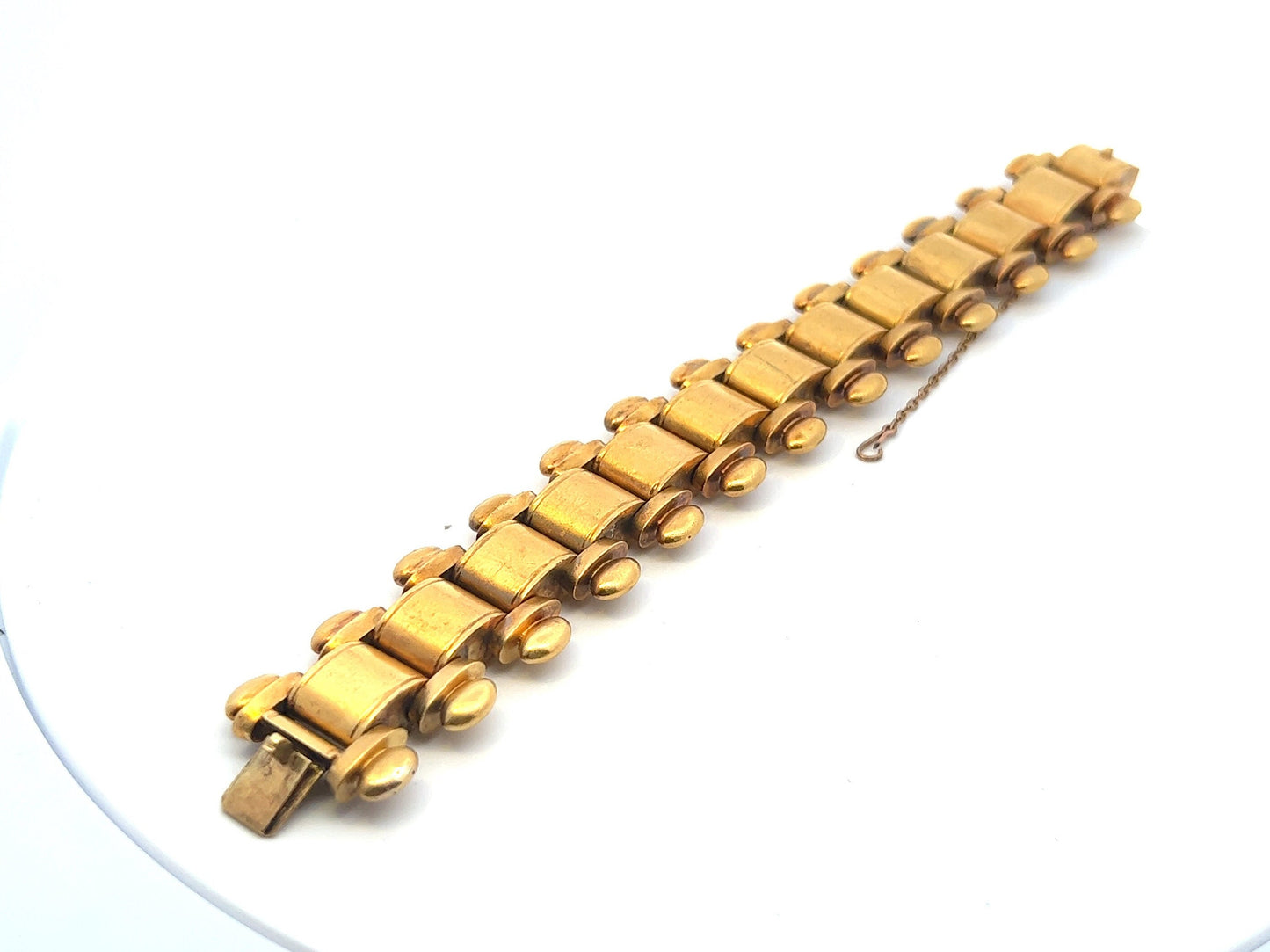 Rare Antique Victorian 'Tank Track' 15ct Gold Bracelet. English Circa 1860. 47.3g