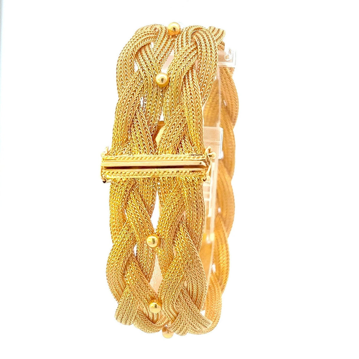 Vintage Woven Rope 18ct Gold Bracelet / Cuff Bracelet or Bangle. English 1984. 52.4g