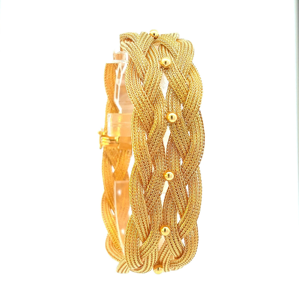 Vintage Woven Rope 18ct Gold Bracelet / Cuff Bracelet or Bangle. English 1984. 52.4g