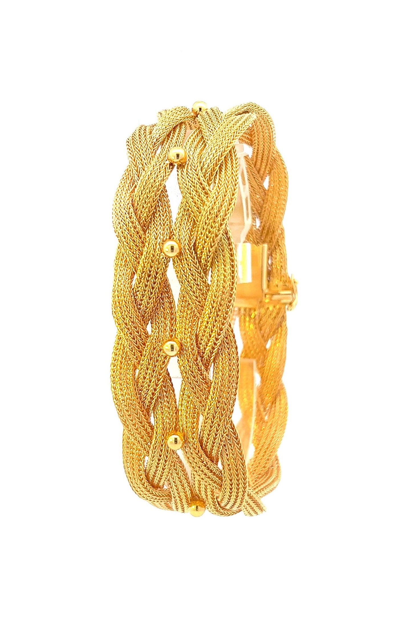 Vintage Woven Rope 18ct Gold Bracelet / Cuff Bracelet or Bangle. English 1984. 52.4g